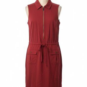 Jones New York Red Zip-Front Midi Dress
